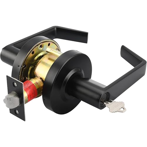 LYNN HARDWARE - Entrance with Clutch Commercial Door Lock - Heavy-Duty Designer Handles for Doors - Durable Grade 2 Indoor Locks for Doors - Cylindrical Door Handle Lock - ADA Compliant - Matte Black