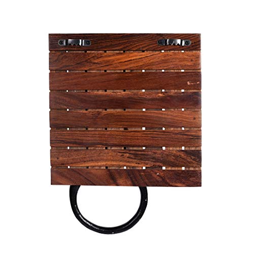 Image of Aakriti Art Creations Floral Art Wooden Towel Holder | Handcrafted Wooden | Matte Finish Natural Brown Wall Mounted Towel Holder for Bath & Wash Area