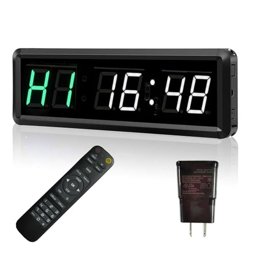 Temporizador digital Reloj de gimnasio grande de 1,5 pulgadas, cronómetro con cuenta atrás/arriba, temporizador de entrenamiento, reloj de intervalo con zumbador, temporizador LED de entrenamiento al