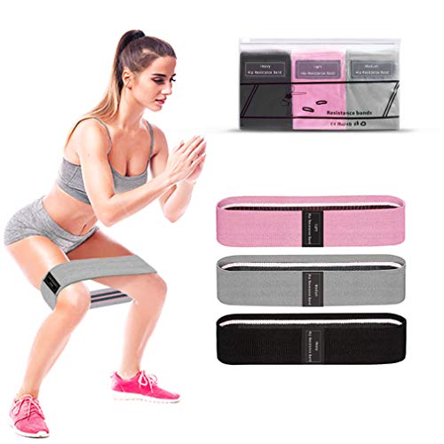 MYSEXY Resistance Bands Loop Workout Bands Booty Bands for Legs and Butt,Non Slip Exercise Fabric Hip Bands Fitness Bands for Women/Men Squat Glute Hip Training (Pink,Black,Grey)