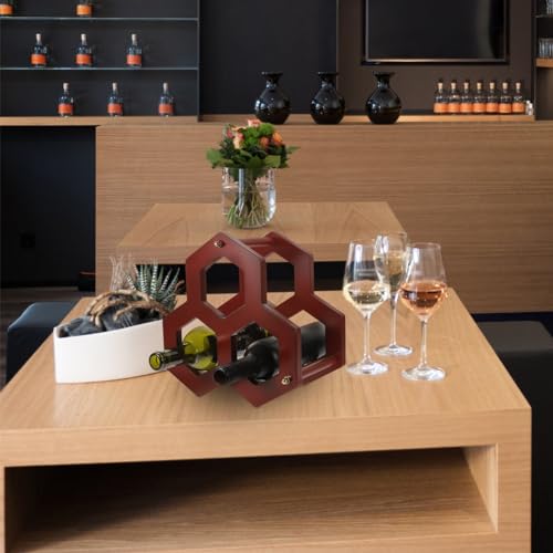 Soporte de vino de madera rústica para mesa miniatura 3