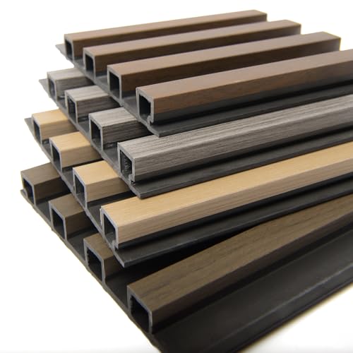 Image of Art3d 6 x 6 in WPC 3D Fluted Wood Slat Wall Panel, Sample Packs - 4 Colors