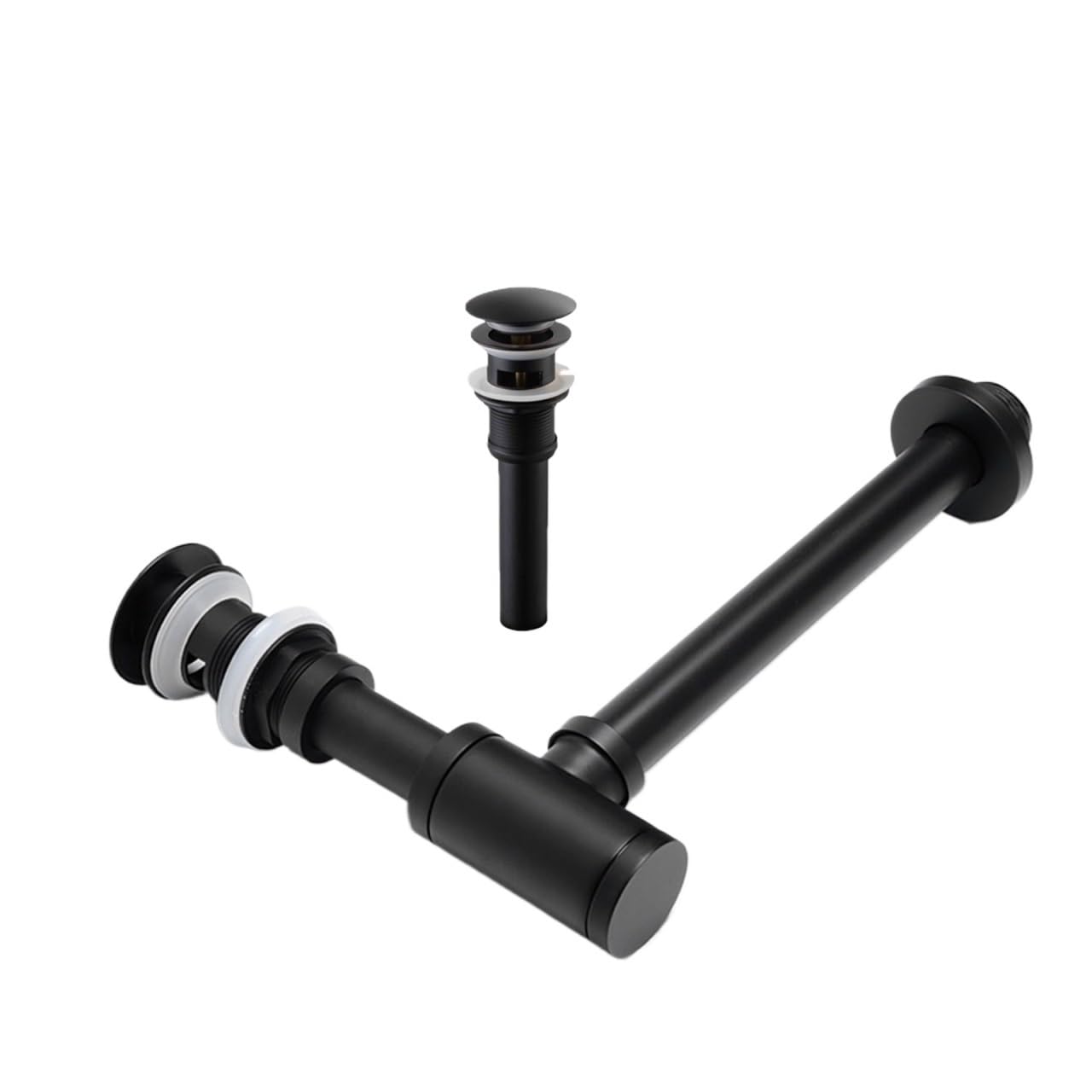 Xiehya Black Overflow Bathroom Basin Bottle Trap Drain With Sink Pop Up Siphon Fixture Golden Black P-Trap Hose For Home Renovation For Diy Tools(Black Overflow)