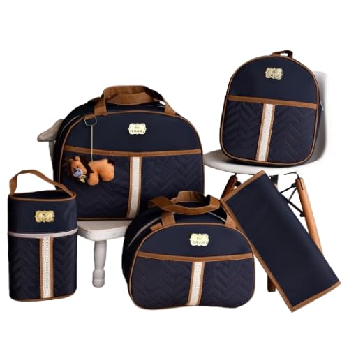 kit 5 Bolsas Mala Saída Maternidade (azul marinho)