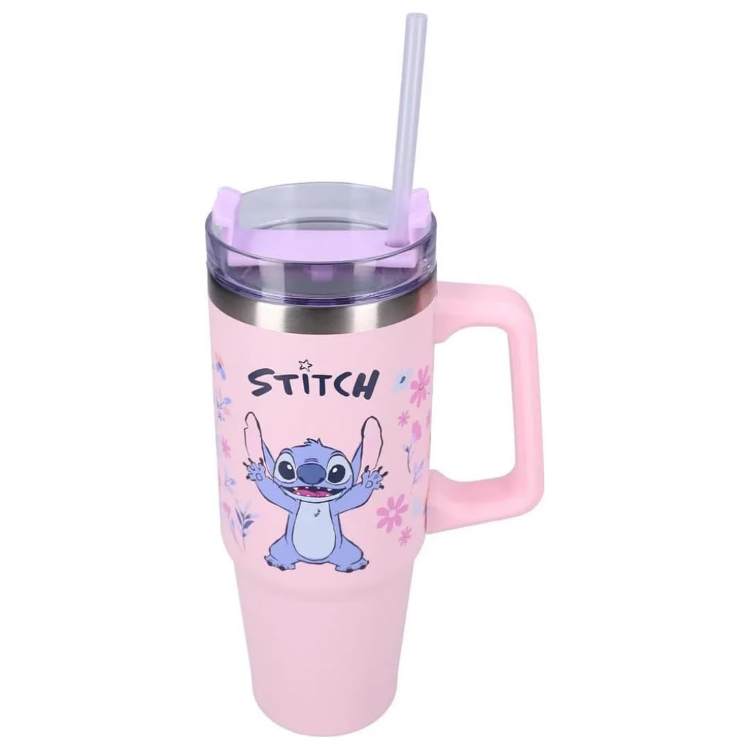 Gourde 900ml Bottled Bliss enfant sans BPA à motif Stitch et fleurs roses