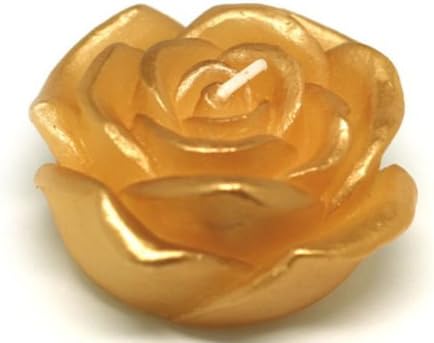 3 in. Metallic Gold Rose Floating Candles -12pc-Box