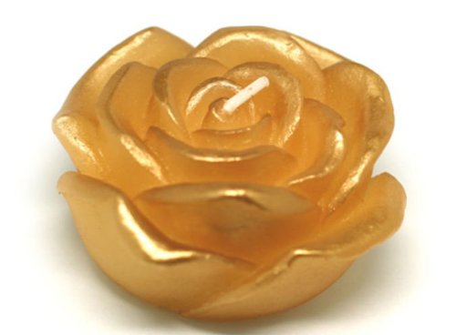 3 in. Metallic Gold Rose Floating Candles -12pc-Box