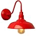 MASO Home MS-61272-1 Vintage Retro Industrial Metal Wall Sconce Aisle Wall Lamp Barn Farmhouse Light Fixture Mount to Wall (Red 1-Pack)