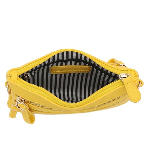 Image of FashionPuzzle Multi Zipper Pocket Small Wristlet Crossbody Bag
