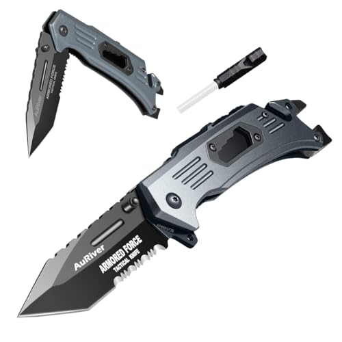 6-in-1 Couteau de Poche Sifflet Pliant Extra Sharp avec Lame