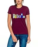 Sambosa Game Evolution Boy 16 Bit Snes Mario Super Kart 8 bit Yoshi femmmes T Shirt, Colour:Bordeaux;Größe2:XXL