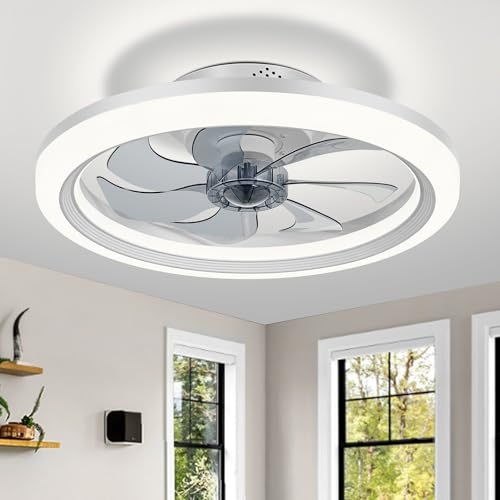 DWDVBL 50CM Ventilador Silencioso de Techo Sin Aspas con Luz Led y Mando a Distancia, 6 Velocidades 3 Tonalidades Ventiladores de Techo Silencioso con Luz Dc Reversible para Dormitorio