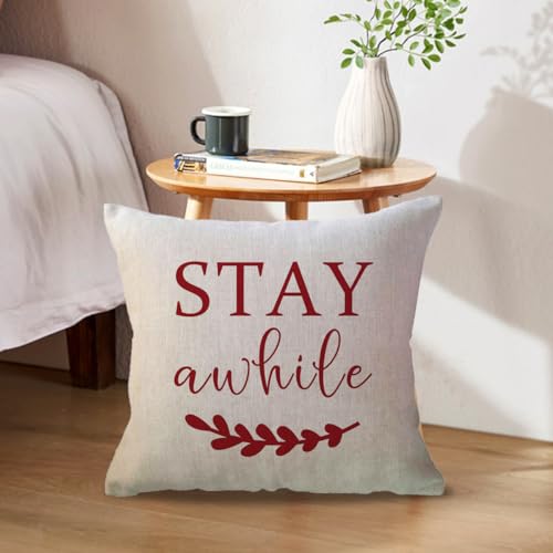 ULOVE-LOVE-YOURSELF-Porch-Decor-Throw-Pillow-Covers-18x182Pack-Country-Farmhouse-Pillowcases-Welcome-to-Our-Porch-Stay-Awhile-Front-Porch-Bench-Decor-Cushion-CoversRed ULOVE LOVE YOURSELF Porch Decor Throw Pillow Covers 18x182Pack Country Farmhouse Pillowcases Welcome to Our Porch Stay Awhile Front Porch Bench Decor Cushion CoversRed