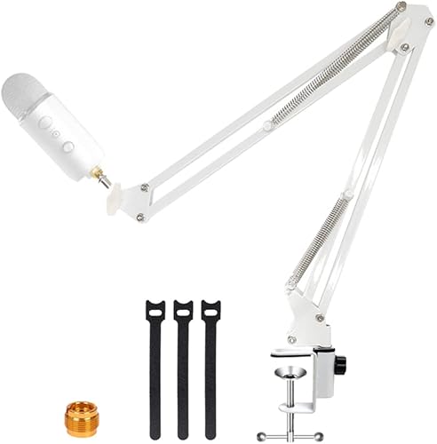 YUZUHOME - Soporte de micrófono Yeti X Boom para brazo azul resistente ajustable con adaptador de tornillo de 38 a 58 pulgadas, compatible con