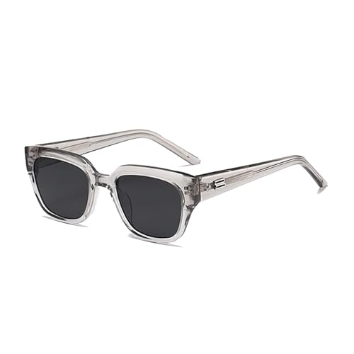 Stylish Transparent Rectangular Sunglasses, Black Lenses