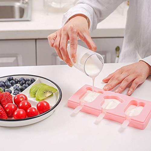 Coolla 3Pcs Popsicle Molds With Lid,Ice Cream Bar Mold Diy Ice Cream Maker Cute Palm Pineapple Fruit Shape (Pink) #TOP3