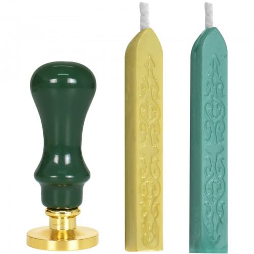 Dokeno Sello Cera Personalizado, Retro Sello de Cera Kit, Patronesde Rosetas, Sellado de Cabeza de Latón Extraíble, para Invitaciones de Boda, Envoltura de Vino, Tarjetas Felicitación