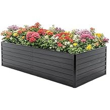 Galvanized Metal Raised Garden Bed Kit - Outdoor Planter Box for Vegetables, Flowers, Herbs, Durable Powder-Coated Steel, Easy Assembly, Black,842 ft