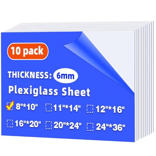 10 Pack 8x10 Clear Plexiglass Sheets KERTLOU