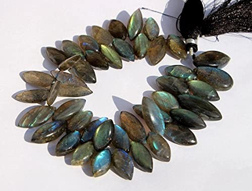 Labradorite naturelle de qualité supérieure en perles marquises polies de 9x18mm pour joaillerie
