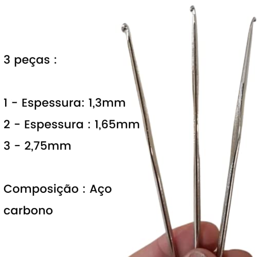 kit Agulha de Croche 3 Pcs p fazer artesanatos 3 tamanhos