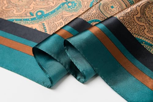 Image of 35 inch Men's Silk Cowboy Scarf - Oversized Western Bandana Neckwear, Large Square Scarf with Gift Packaging