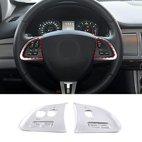 DIYUCAR Cubiertas de marco de botón de volante de plata para coche Jaguar XF 2012-2015 Accesorios interiores de automóviles Cover