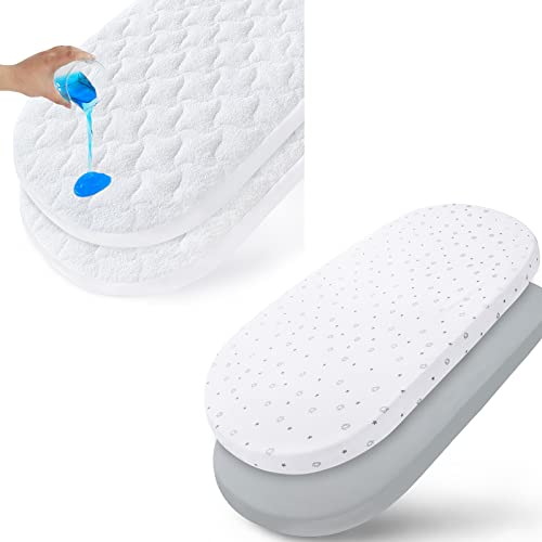 Image of 2 Pack Waterproof Bassinet Mattress Pad Cover and Sheets, Fit for UPPAbaby Bassinet, 13" x 30"