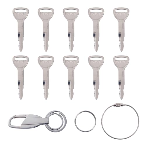 10PCS A62597 Forklift Key Heavy Equipment Ignition Keys with Keychain Fit for 57591-23330-71 Replacement for Toyota Forklift, Fits Part Number 575912333071