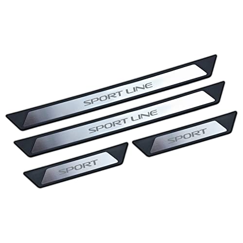 CLASS ACCESSORIES EOOD, Protector de umbral de puerta de coche compatible con Astra H Hatchback 2004-2010, 4 placas de acero inoxidable, borde de protección de arañazos de plástico Cover