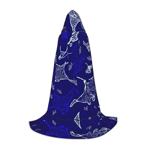 Cape à capuche raie manta poisson déguisement carnaval homme femme long