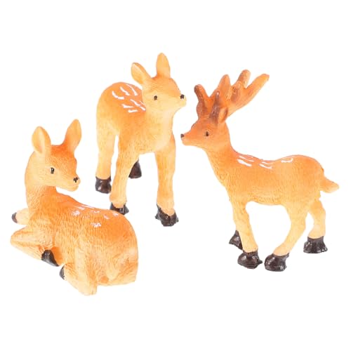 Toddmomy 3pcs Miniature Deer Figurines Charming Ornaments for Home Office Garden Decor Elegant Animal Statues for Christmas All Occasions