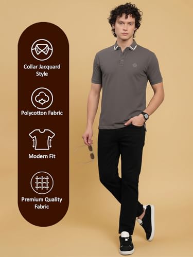 Image of Lux Nitro Men's Polo T-Shirt with Jacquard Collar | Half Sleeve Collar T-Shirt for Men | Casual & Office Wear