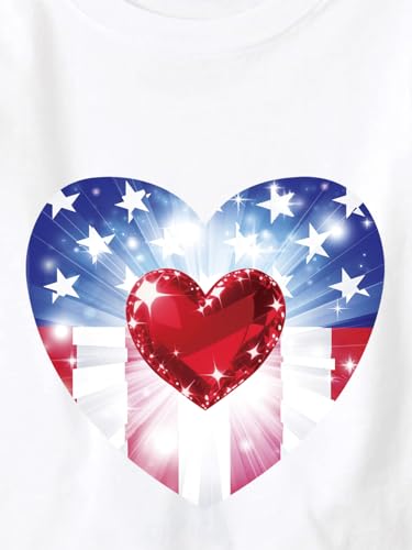 Image of Tkria July 4th Tank Top Girl Toddler 4th of July Shirt Baby Girl American Flag Shirt USA Ruffle Tee Girl Patriotic Outfit