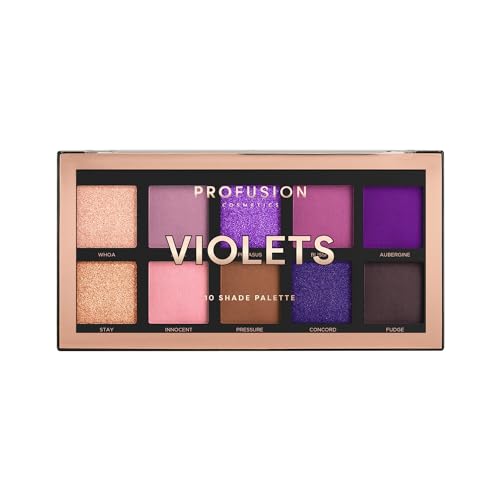 Profusion Cosmetics Violets 10 Shade Eyeshadow Palette, Glows Elegance and Sophistication With Captivating Vibrant Colors Achieve Stunning Eye and Rise Your Makeup Routine With Premium Beauty Tool