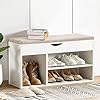 APICIZON Shoe Bench, Entryway Storage Benches, White Shoe Storage with Flip Top and Padded Cushion,Wooden Shoe Bench for…