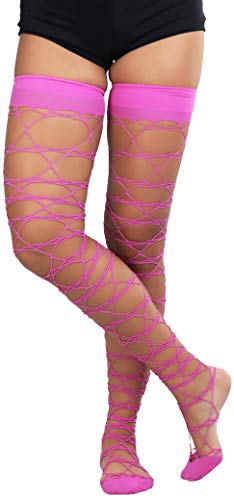 Image of ToBeInStyle Women's Multi-Strand Large Diamond Fence Net Thigh High Stockings