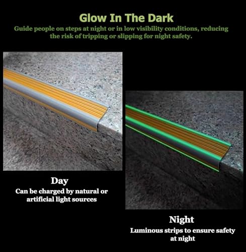 Evite caídas en escaleras oscuras con el protector de borde de escalera luminoso de vinilo 4