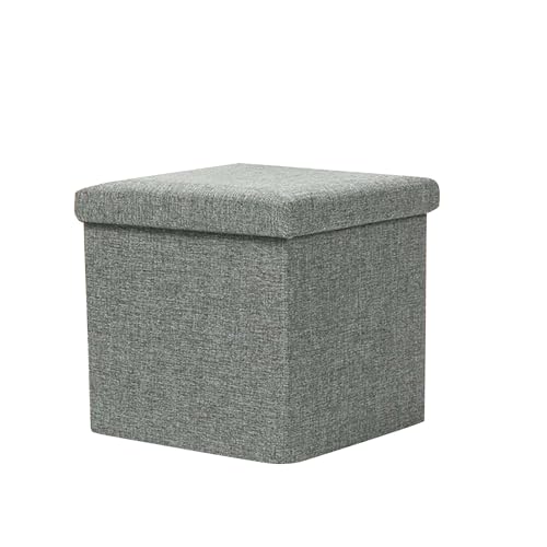 Image of Kuber Industries Storage Stool - Square Toy Box, Folding Seat, Foot Rest, Wardrobe Organizer for Clothes and Books, Living Room Storage Box - S ZH002GY Gray