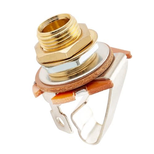 Musiclily Pro 6,35mm Hembra de Jack Mono 2-Contactos para Guitarra Eléctrica y Bajo, Dorado
