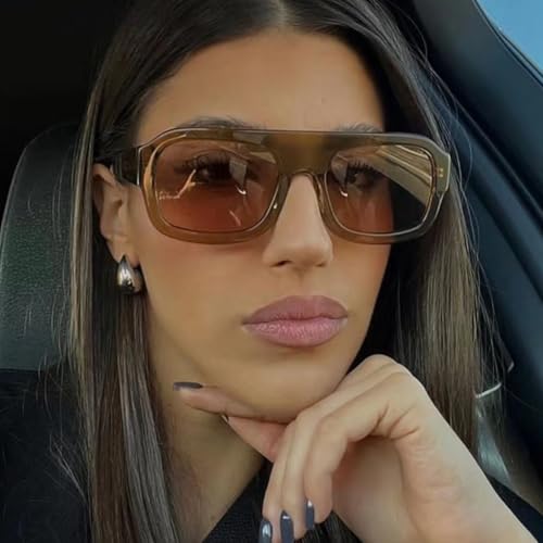 ENTHYI Retro Square Sunglasses for Women Men Trendy Aviator Glasses Fashion 70's Punk Sun Glasses4