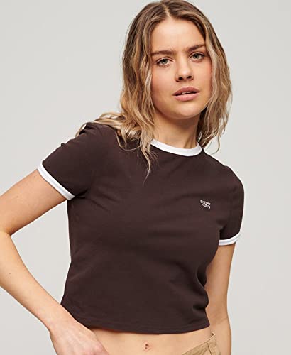 T shirt court à bords contrastants coton biologique logique femme Superdry - vue 3