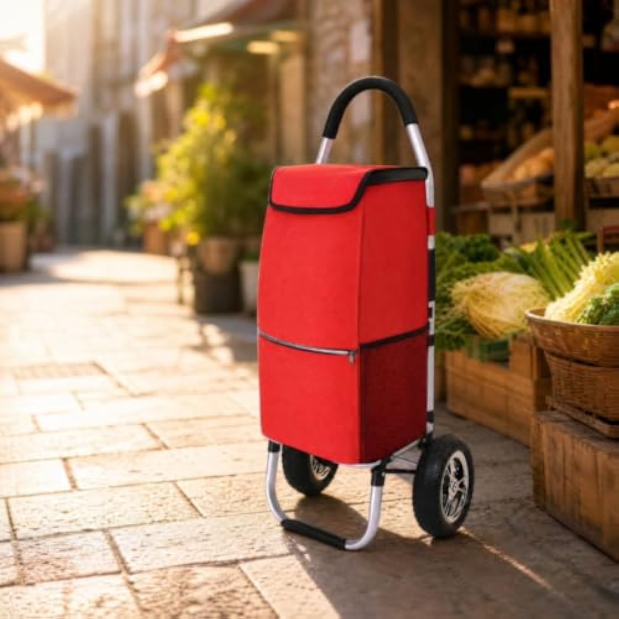 Foldable Wheeled Shopping Cart, Grocery Trolley