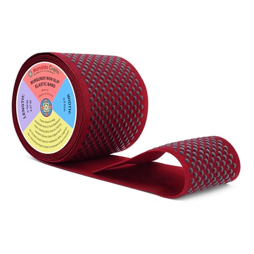 Mandala Crafts 2.5 Inch Burgundy Non Slip Silicone Gripper Elastic Band