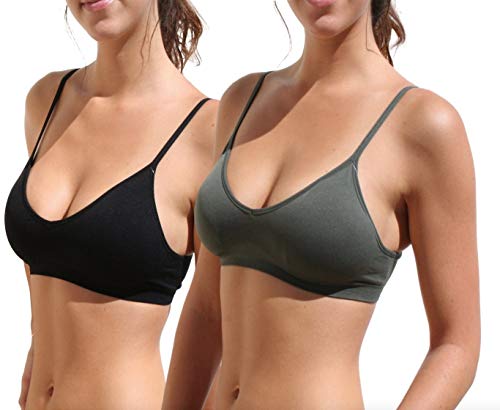 Image of Blue 55 Women's Bralette Wireless Padded Bra Top Sexy Everyday Basic Deep V-Neck