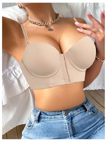 Image of SweatyRocks Women's Front Closure Bandeau Strapless Push Up Underwire Bras | Full Coverage Bandeau Bra, Backless Self Adhesive With Padding