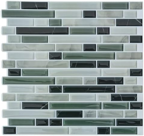 Miscasa 10-Sheet Peel and Stick Backsplash Tiles, Light Green Removable Vinyl Decorative Tiles for Kitchen, Bathroom