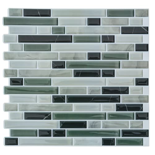 Miscasa 10-Sheet Peel And Stick Backsplash Tiles, Light Green Removable Vinyl Decorative Tiles For Kitchen, Bathroom #TOP13