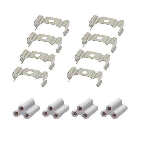 SinLoon T5 LED Light Bulbs 8 Clips Holder Bracket+3Pin 4 Connector Double End Fluorescent Coupler Plunger Lampholder for Lamp Socket Shop Light Fixture, Led Ceiling Lamp(4-Pair 20.5MM)