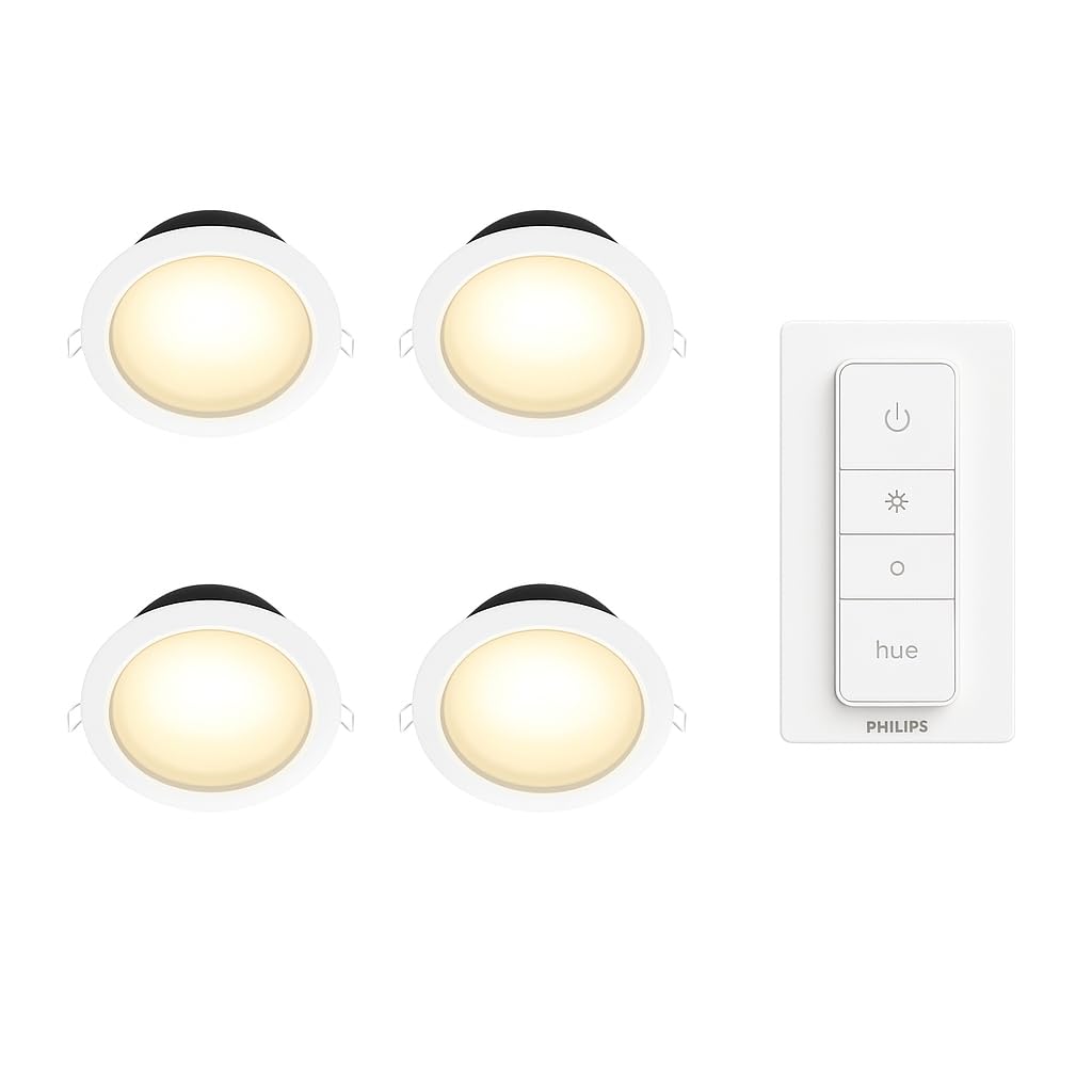 PHILIPS Hue Smart 10.5W Garnea White Ambience Downlight 150mm Compatible with Amazon Alexa, Apple HomeKit, and The Google Assistant (2200-6500 K) Pack of 4 (1no hue Remote Included)-image-14